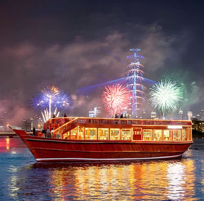 NYE Creek with Burj Khalifa Fireworks View